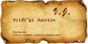 Világi Jusztin névjegykártya